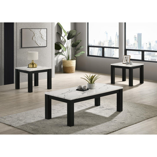  Crown Mark Ivy 4170SET-WH 3 pc Cocktail Table Set - Faux Marble White IMAGE 1