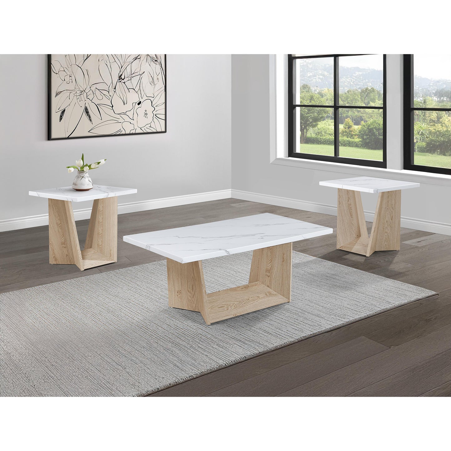  Crown Mark Adea 4226WO-SET 3 pc Cocktail Table Set - White Oak IMAGE 1