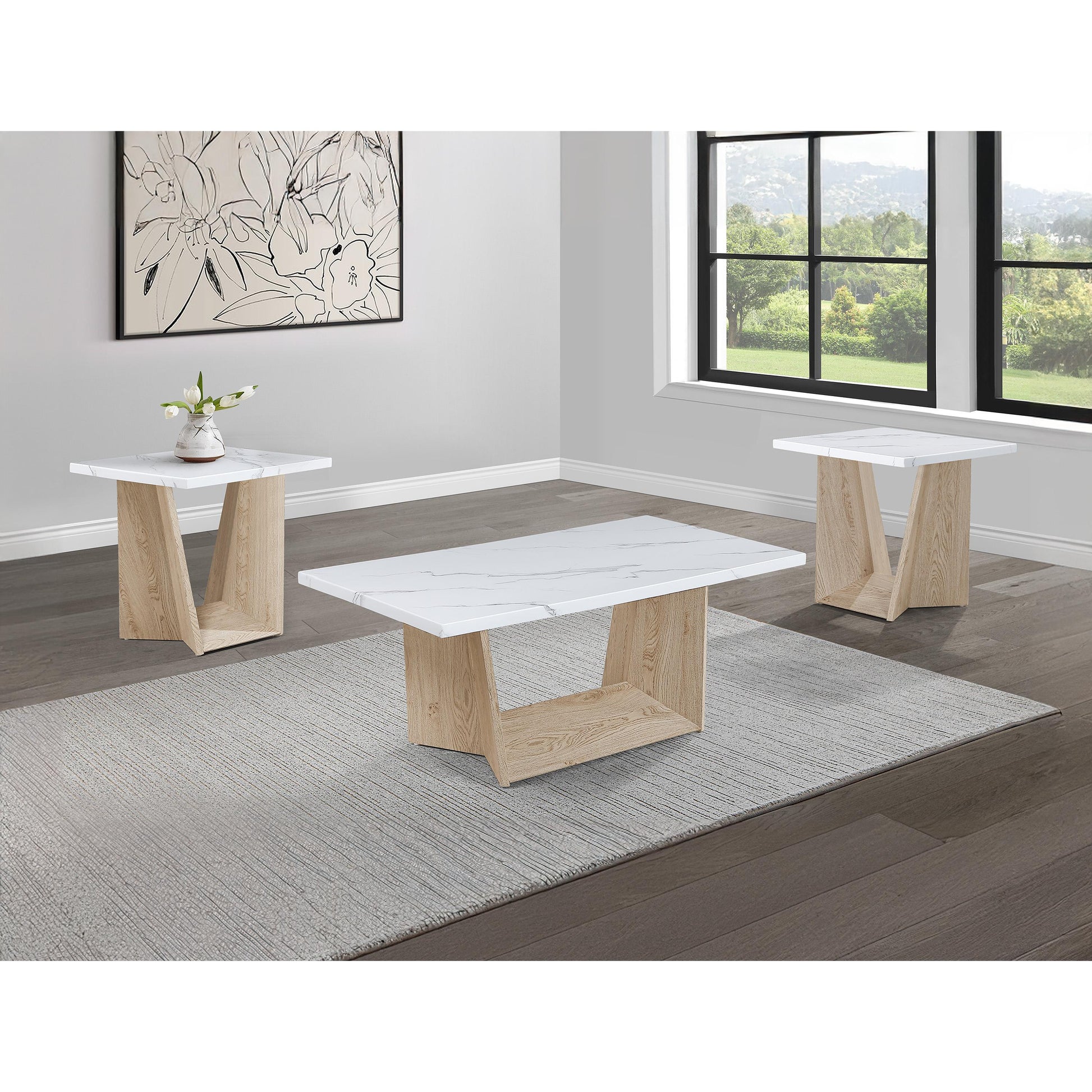  Crown Mark Adea 4226WO-SET 3 pc Cocktail Table Set - White Oak IMAGE 1