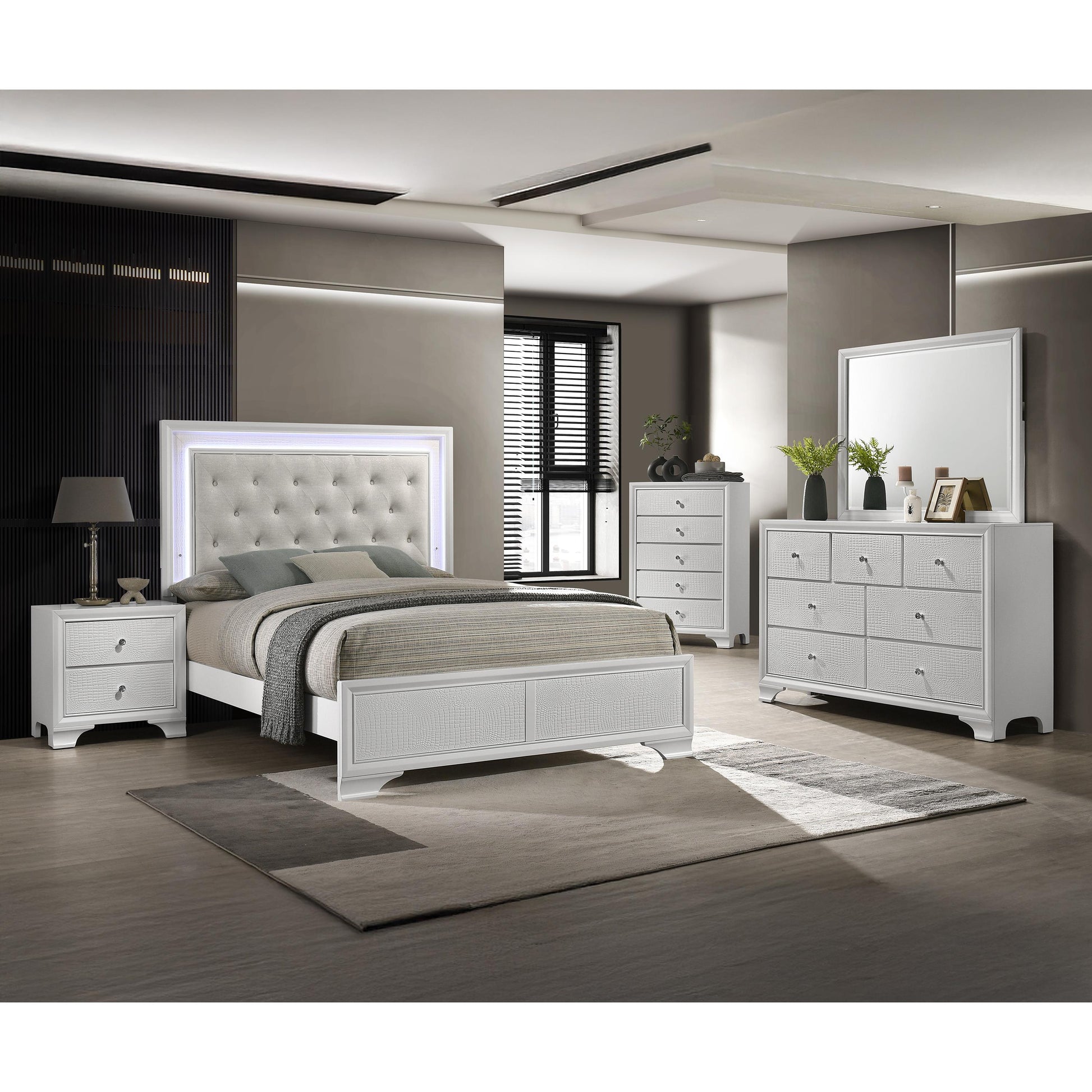  Crown Mark Lyssa B4312-F Full Bed with LED - Oat/Frost IMAGE 3