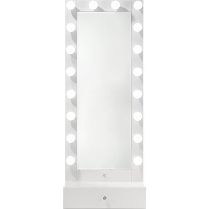  Crown Mark Luxo B4852WH-DB-SET Tall Lighted Vanity with Drawer - White IMAGE 2
