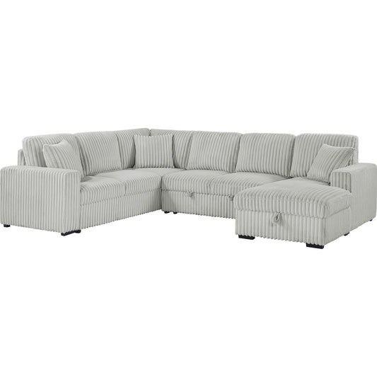  Coaster Furniture Devonshire 501208 Sleeper Sectional Sofa Storage Chaise - Grey IMAGE 1