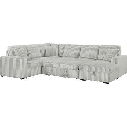  Coaster Furniture Devonshire 501208 Sleeper Sectional Sofa Storage Chaise - Grey IMAGE 3
