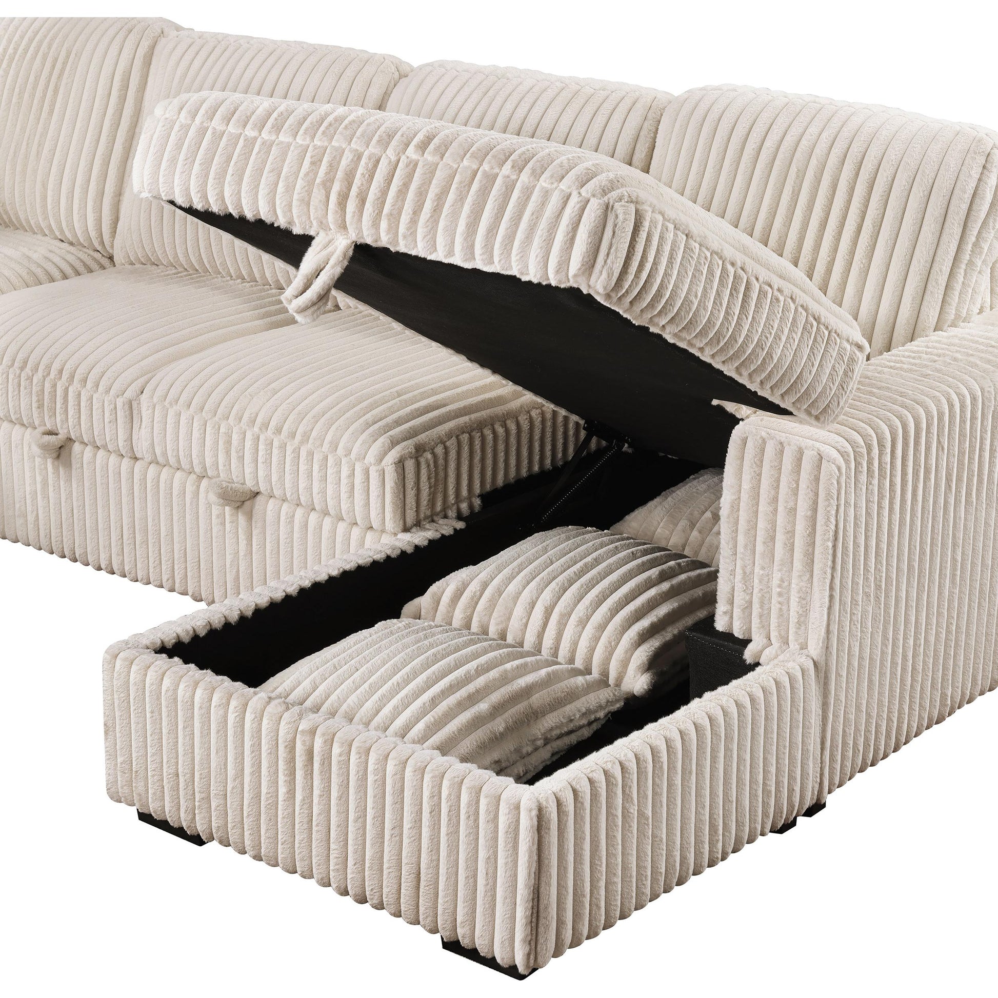  Coaster Furniture Devonshire 501205 Sleeper Sectional Sofa Storage Chaise - Camel IMAGE 16