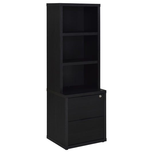 Coaster Furniture Westpark 802703 3-shelf Bookcase USB and Lockable Drawer - Black IMAGE 1