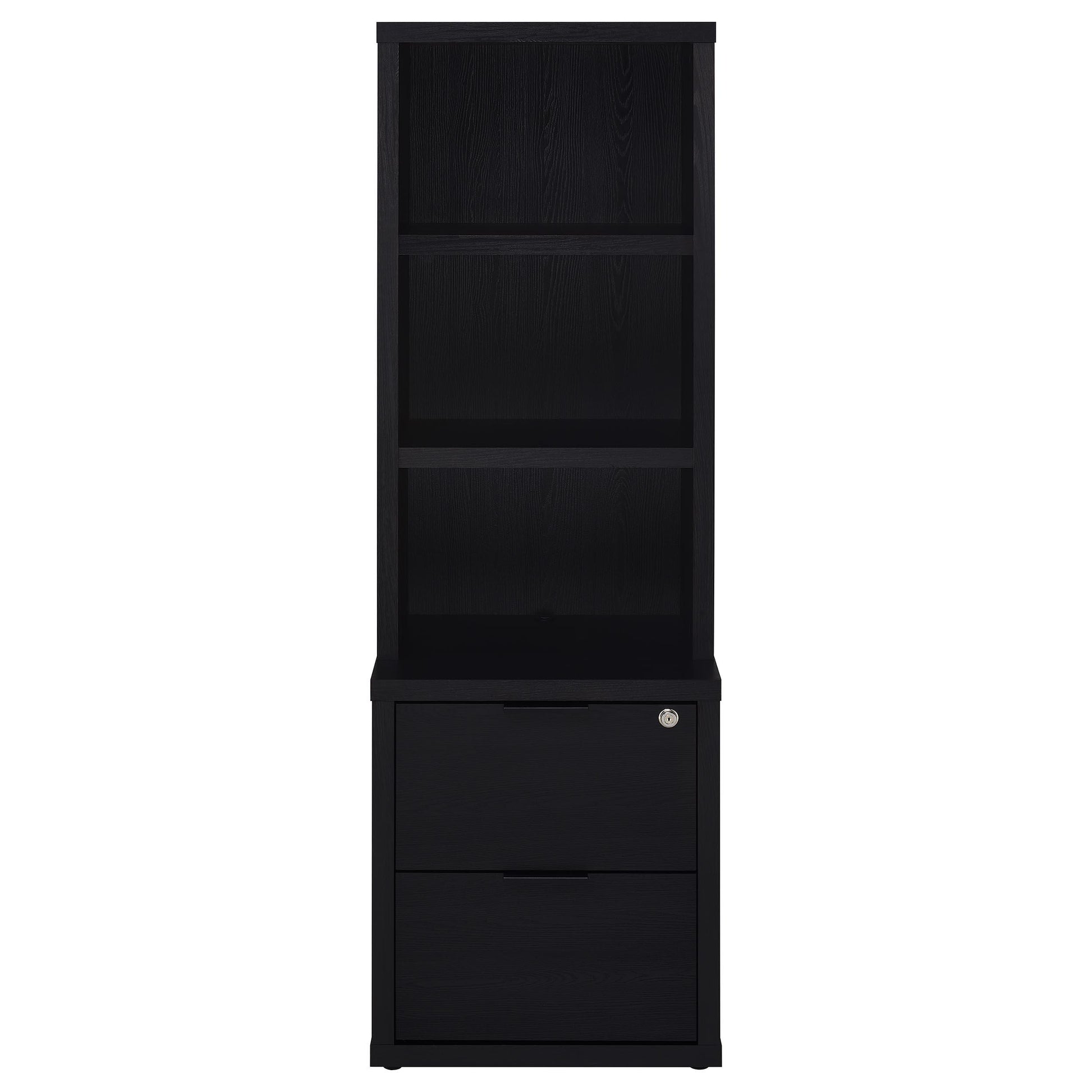 Coaster Furniture Westpark 802703 3-shelf Bookcase USB and Lockable Drawer - Black IMAGE 4