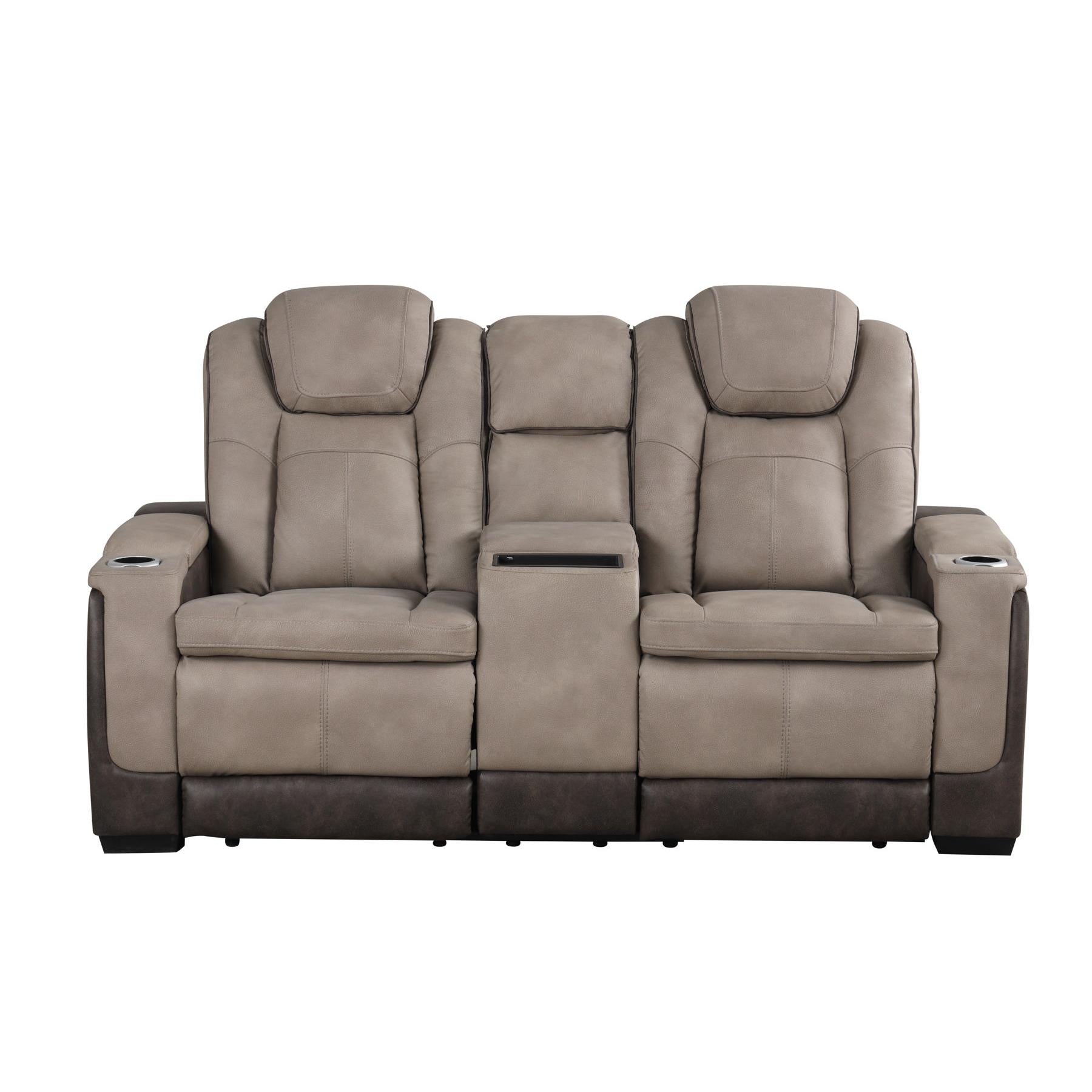 Generation Trade Woodland 669591 Power Reclining Loveseat with Console - Brown IMAGE 1