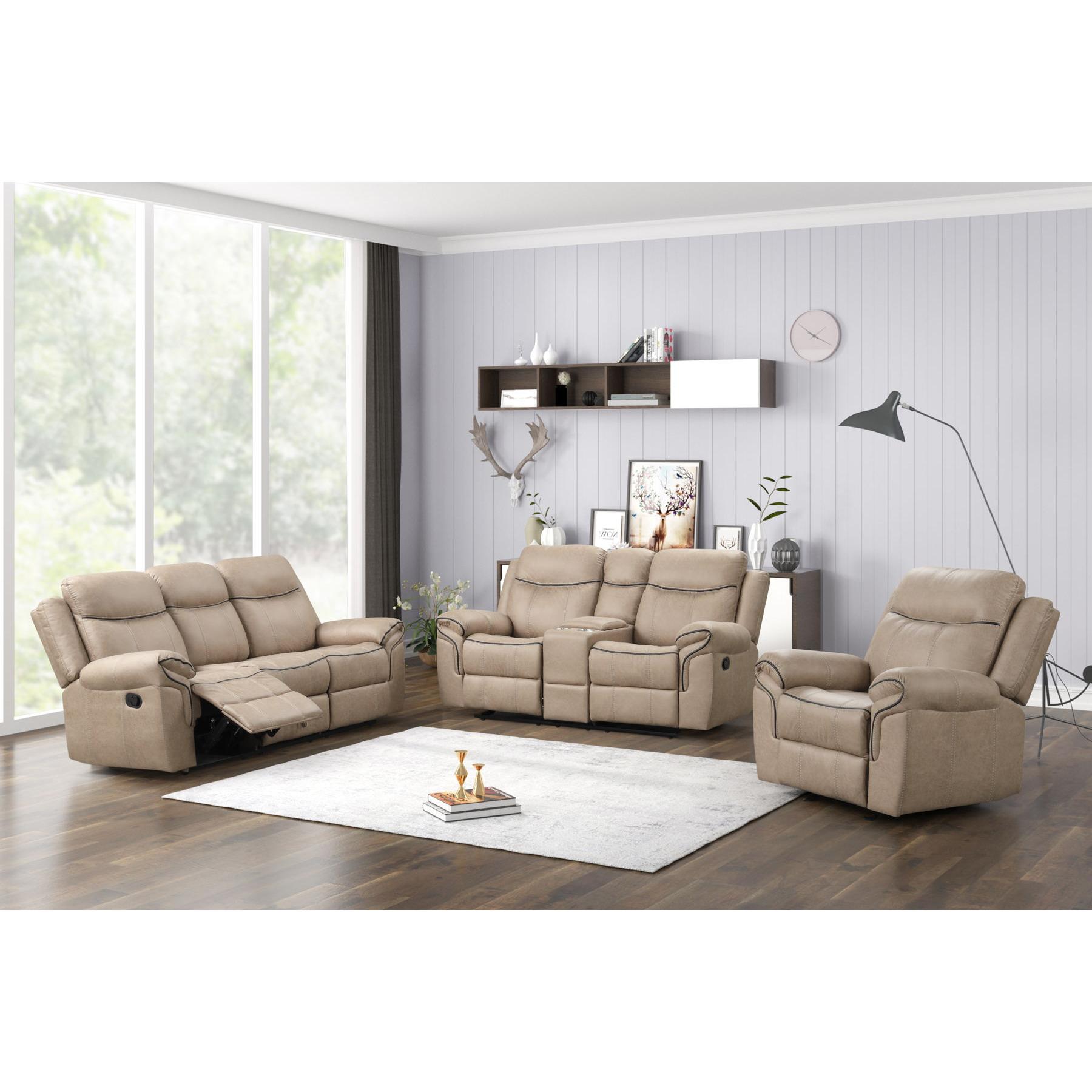 Generation Trade Boulder 689420 Reclining Sofa - Light Brown IMAGE 2