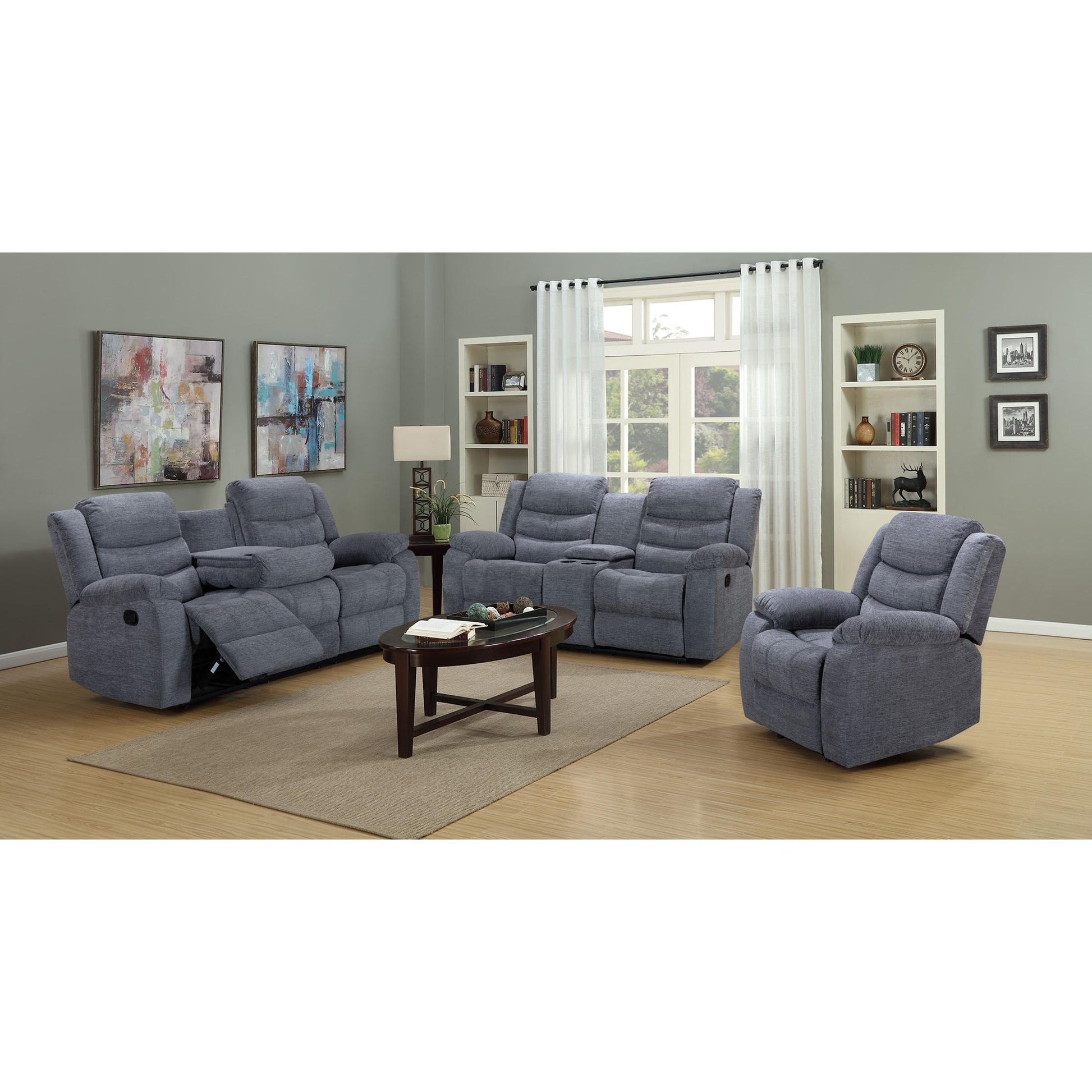 Generation Trade Rockport 683021 Reclining Console Loveseat - Dark Grey IMAGE 2