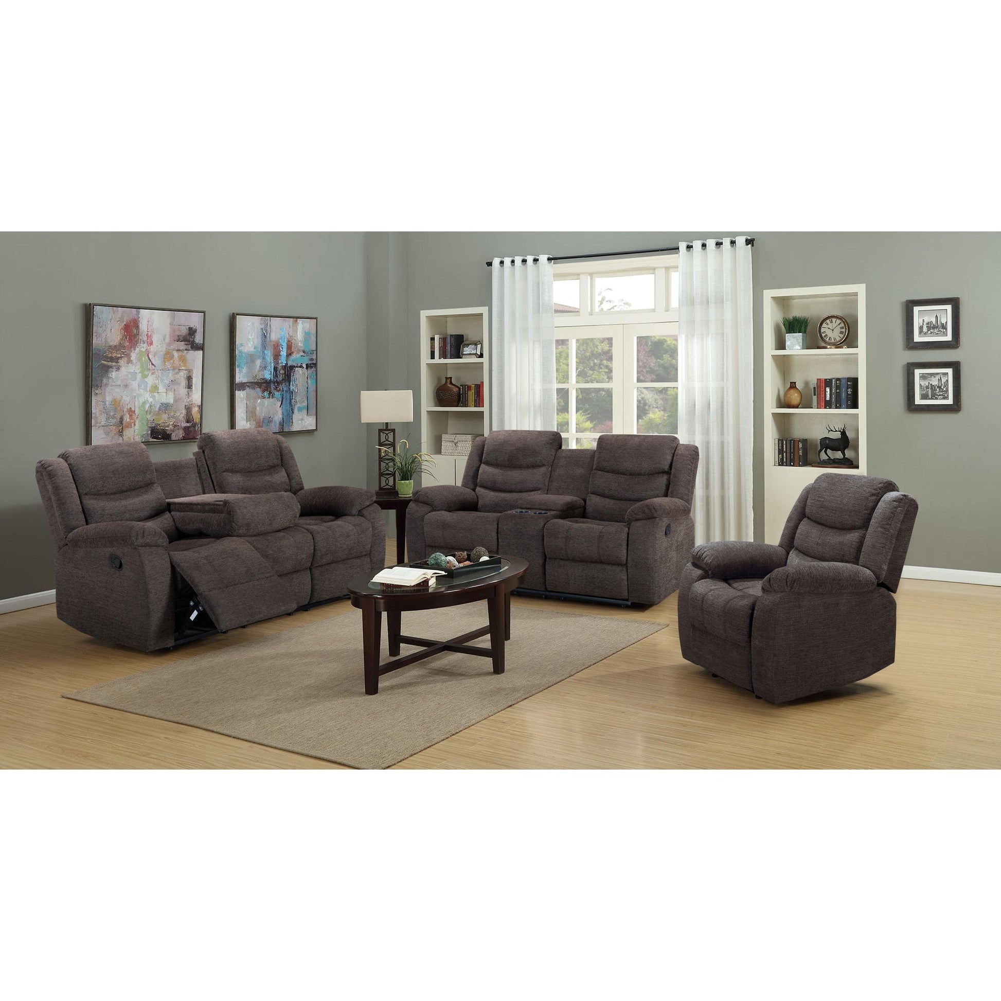 Generation Trade Rockport 683321 Reclining Console Loveseat - Dark Brown IMAGE 2
