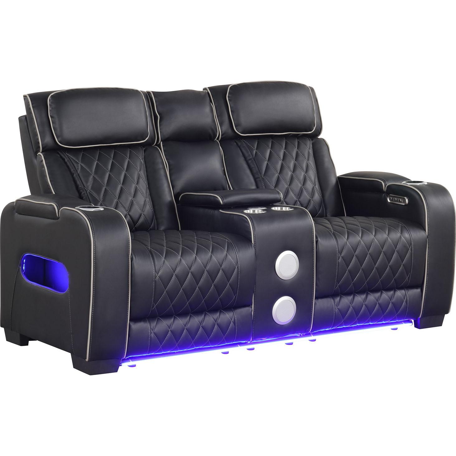 Generation Trade Titan 668291 Power Console Loveseat - Black IMAGE 1