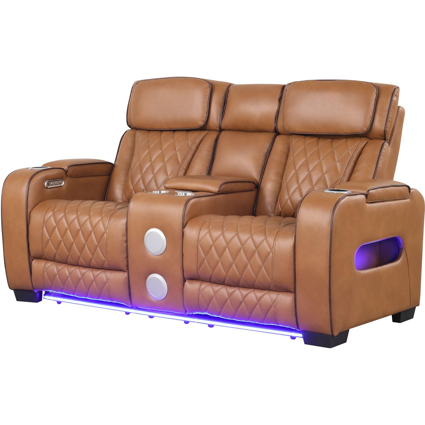 Generation Trade Titan 668391 Power Console Loveseat - Brown IMAGE 1