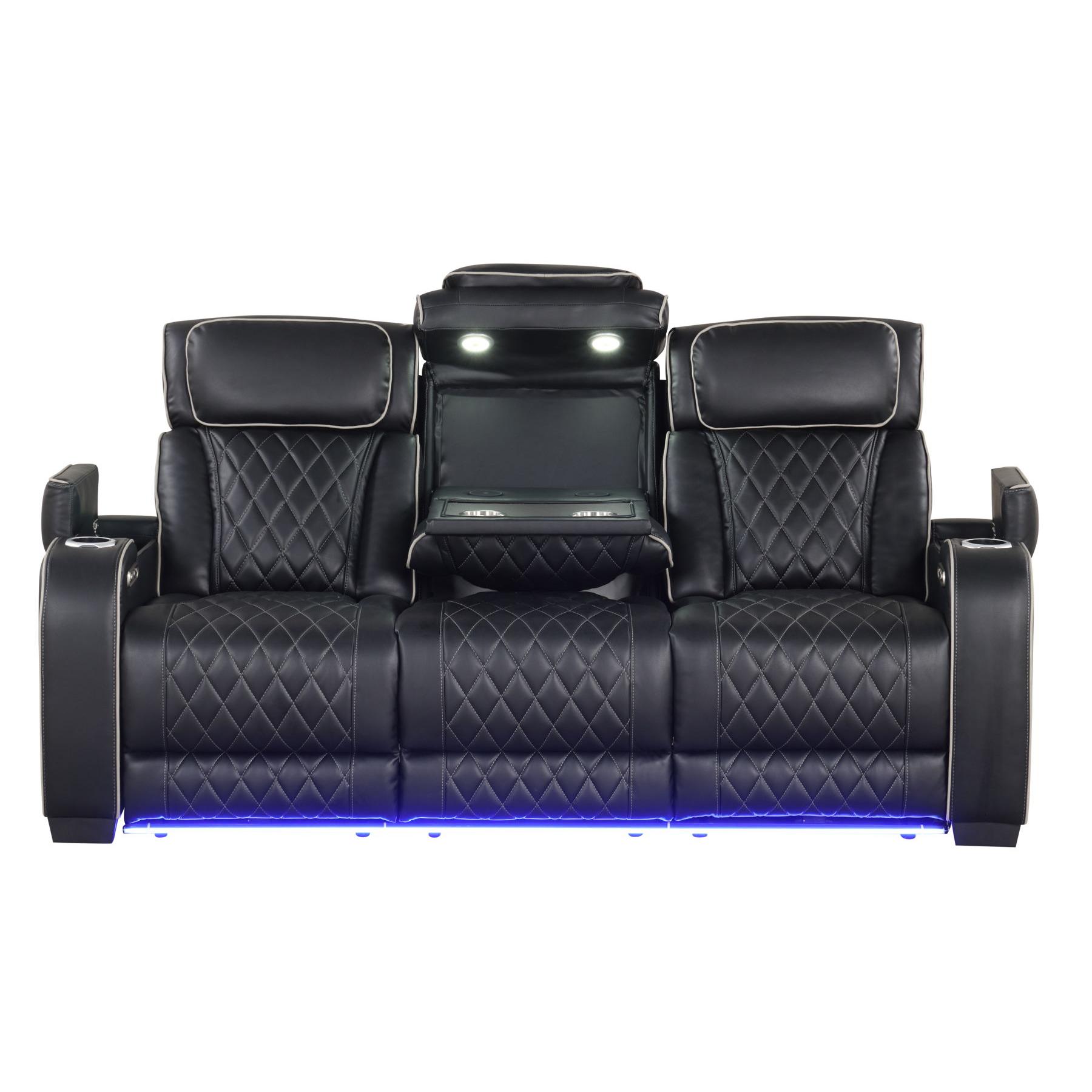 Generation Trade Titan 668290 Power Reclining Sofa - Black IMAGE 1