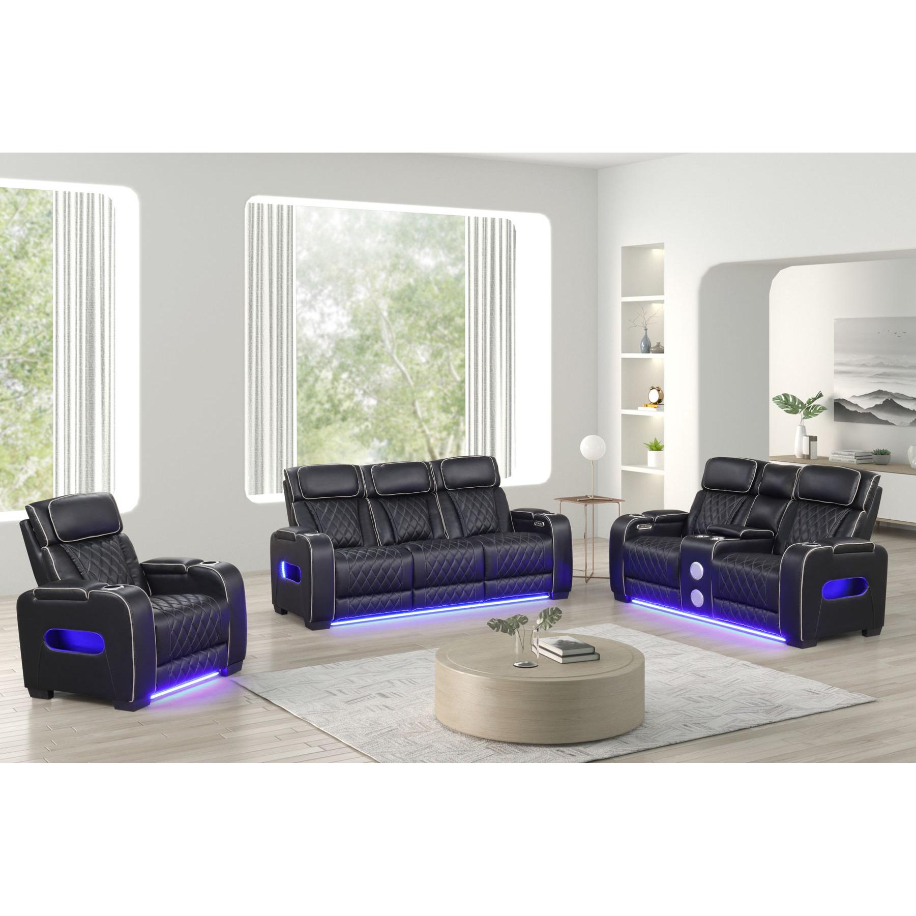 Generation Trade Titan 668290 Power Reclining Sofa - Black IMAGE 2