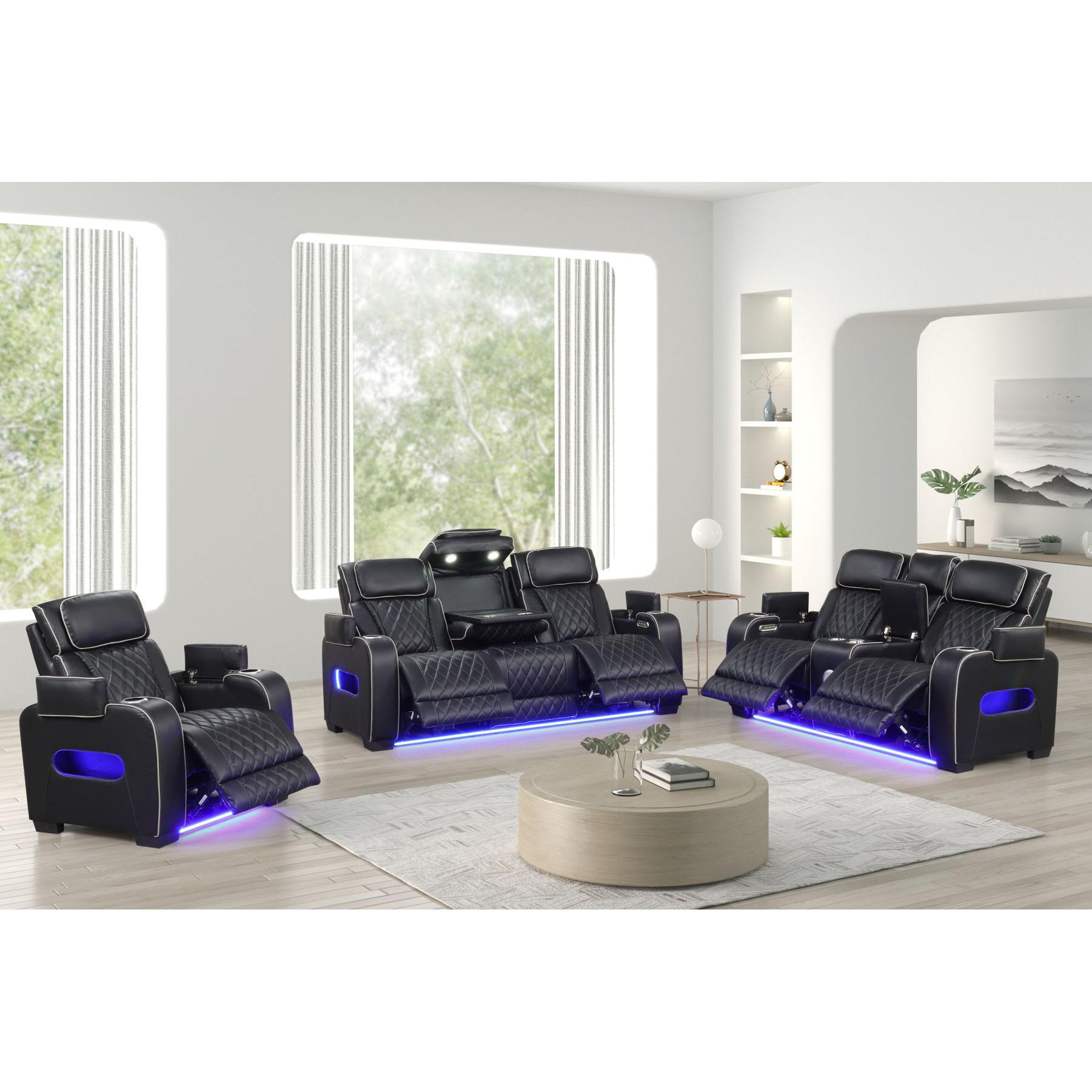 Generation Trade Titan 668290 Power Reclining Sofa - Black IMAGE 3