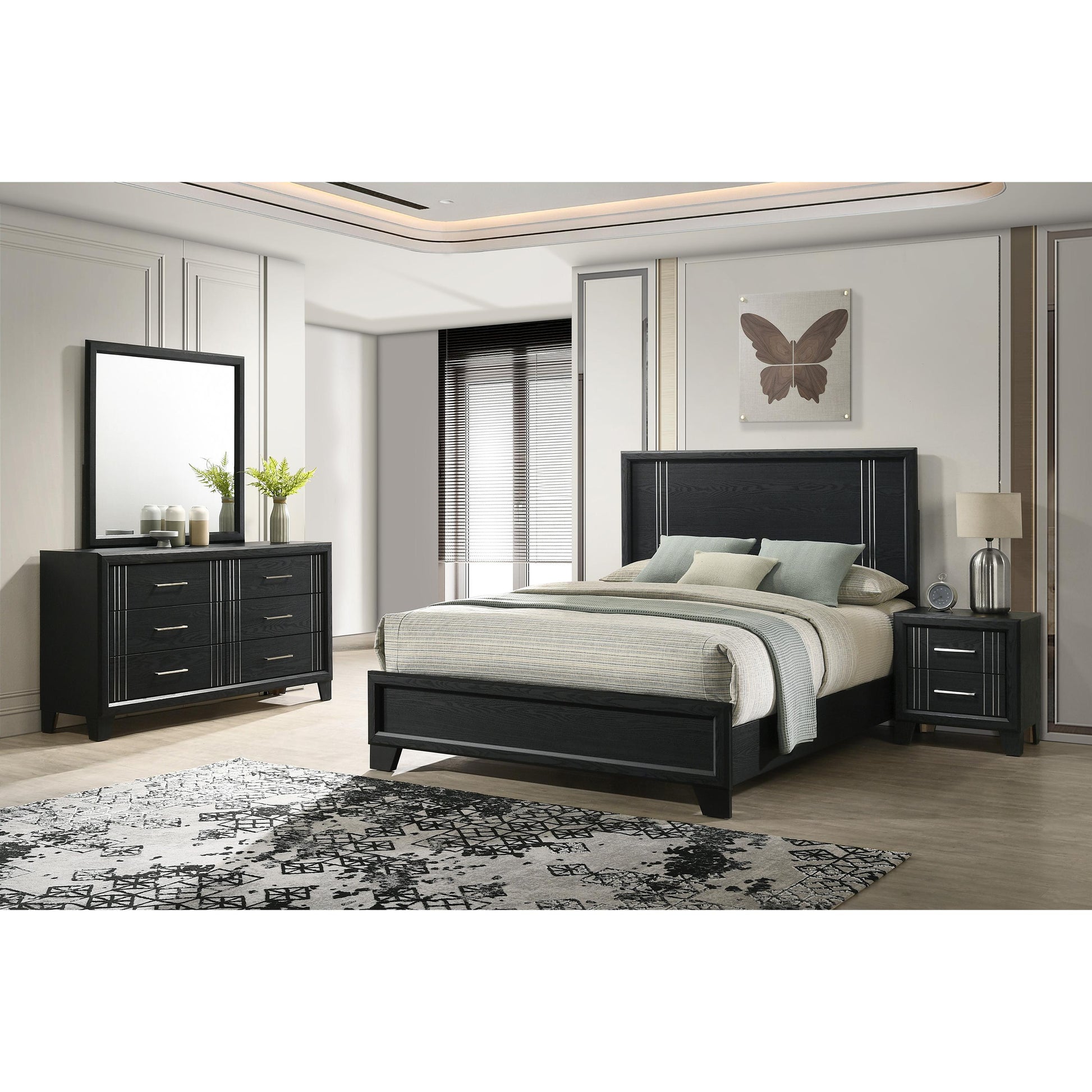  Crown Mark Charlie B9235-K King Bed - Charcoal IMAGE 4