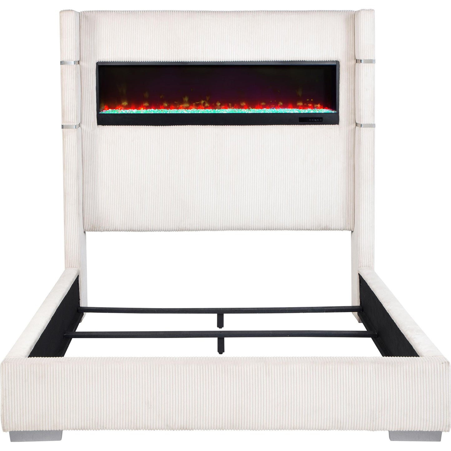  Coaster Furniture Tisdall 306032KE Upholstered King Flame Visualizer Bed - Cream IMAGE 4