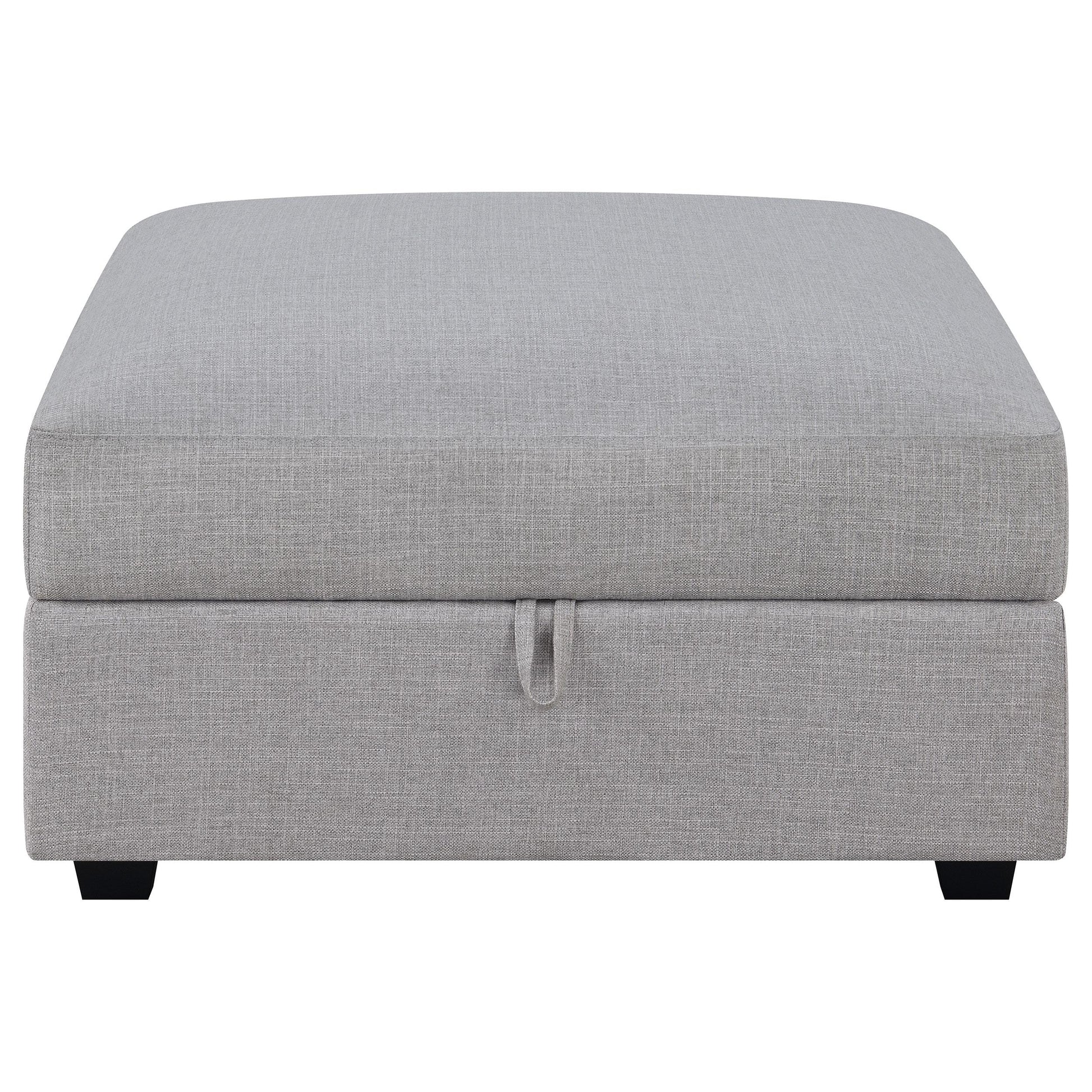  Coaster Furniture Cambria 551513 Square Upholstered Storage Ottoman - Grey IMAGE 4