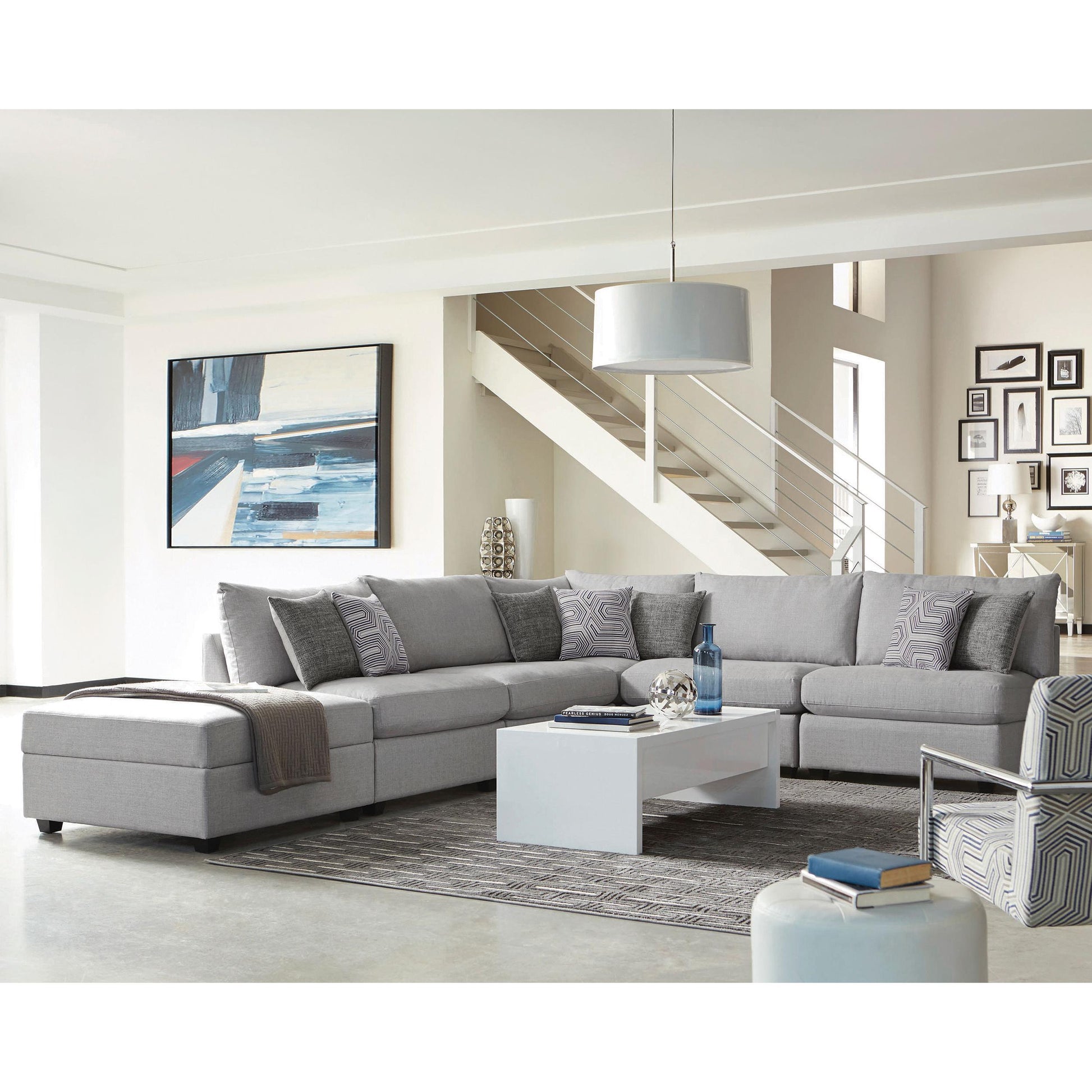  Coaster Furniture Cambria 551513 Square Upholstered Storage Ottoman - Grey IMAGE 5