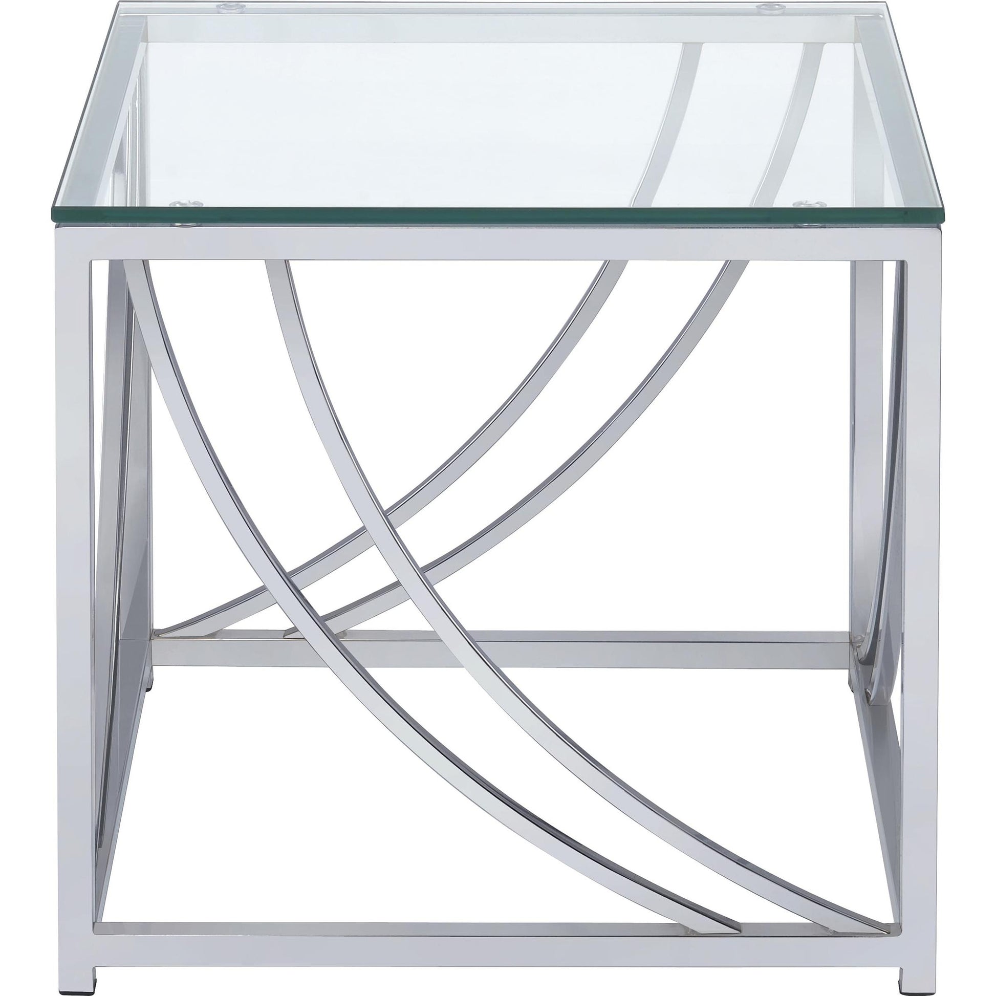  Coaster Furniture Lille 720498-S2 2-piece Glass Top Coffee And End Table Set - Chrome IMAGE 4