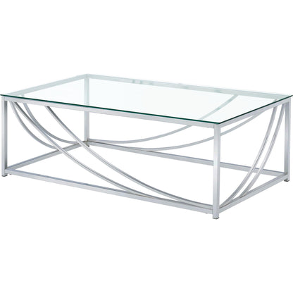  Coaster Furniture Lille 720498-S2 2-piece Glass Top Coffee And End Table Set - Chrome IMAGE 5