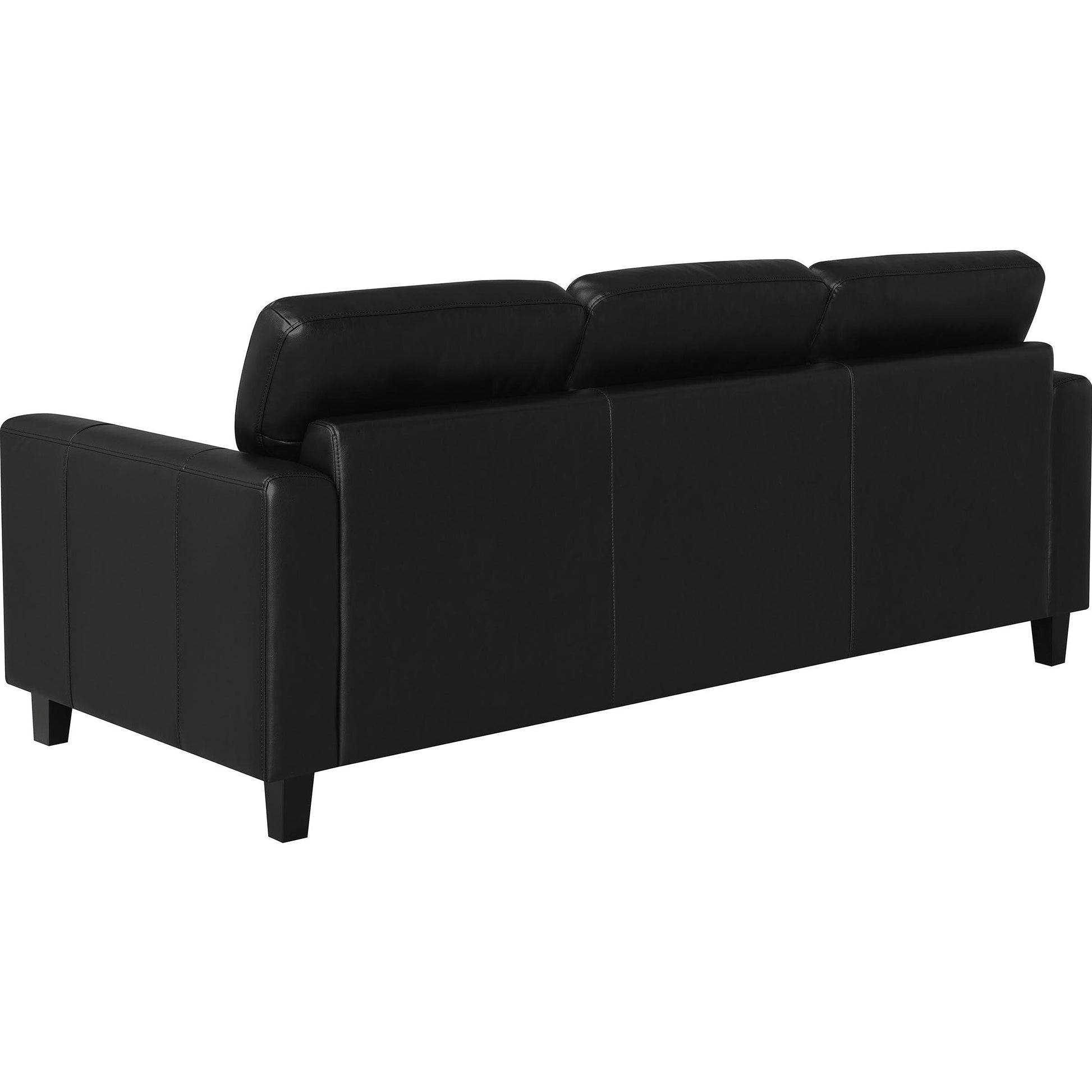  Coaster Furniture Scotland 504664 Faux Leather Upholstered Track Arm Sofa - Black IMAGE 6
