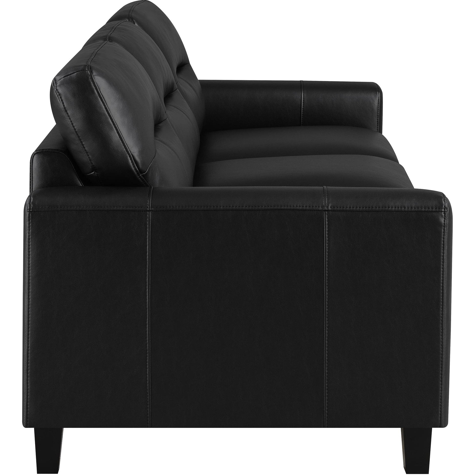  Coaster Furniture Scotland 504664 Faux Leather Upholstered Track Arm Sofa - Black IMAGE 8