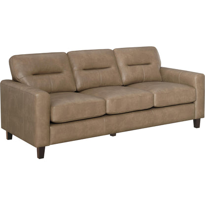  Coaster Furniture Scotland 504667 Faux Leather Upholstered Track Arm Sofa - Brown IMAGE 1