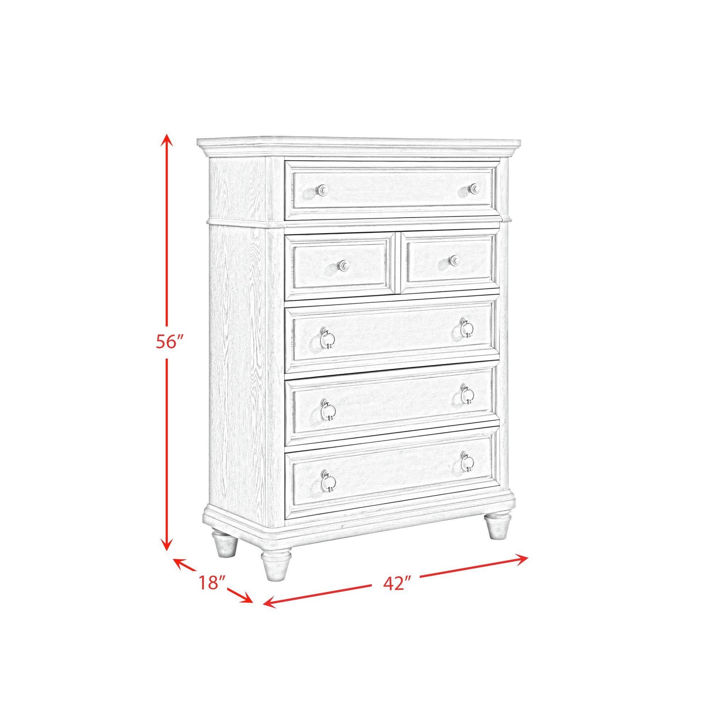  Elements International Whit-Ash B-11360-3-CH1 5-Drawer Chest IMAGE 11