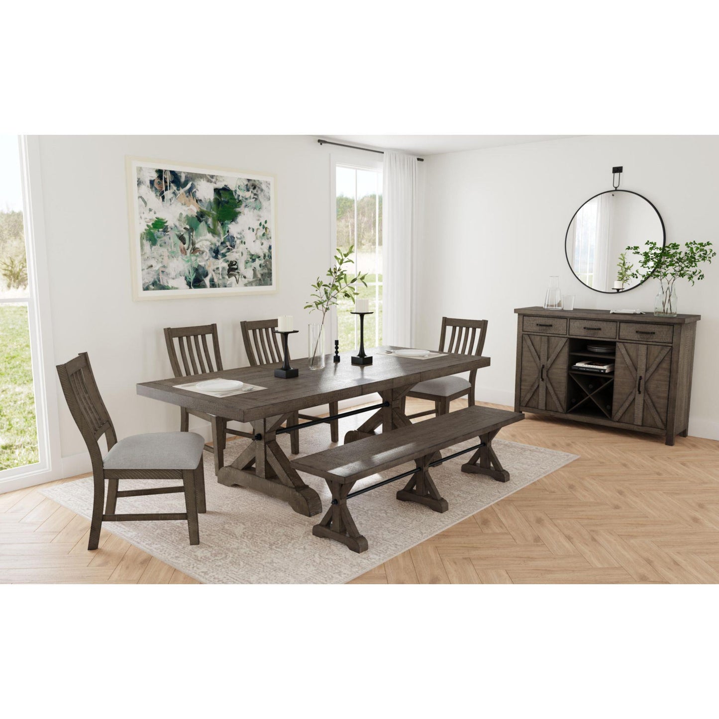  Elements International Yellowstone D-12830-3-BN Dining Bench IMAGE 5