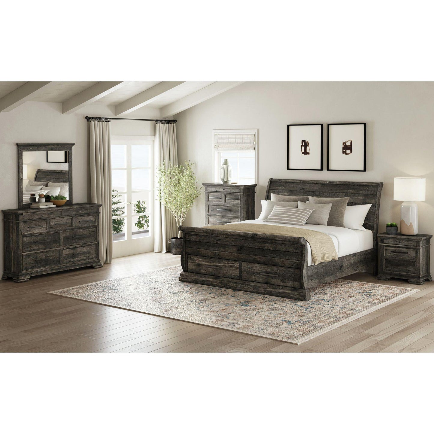  Elements International Park Ridge B-13130-8-FSLB Full Sleigh Storage Bed IMAGE 4