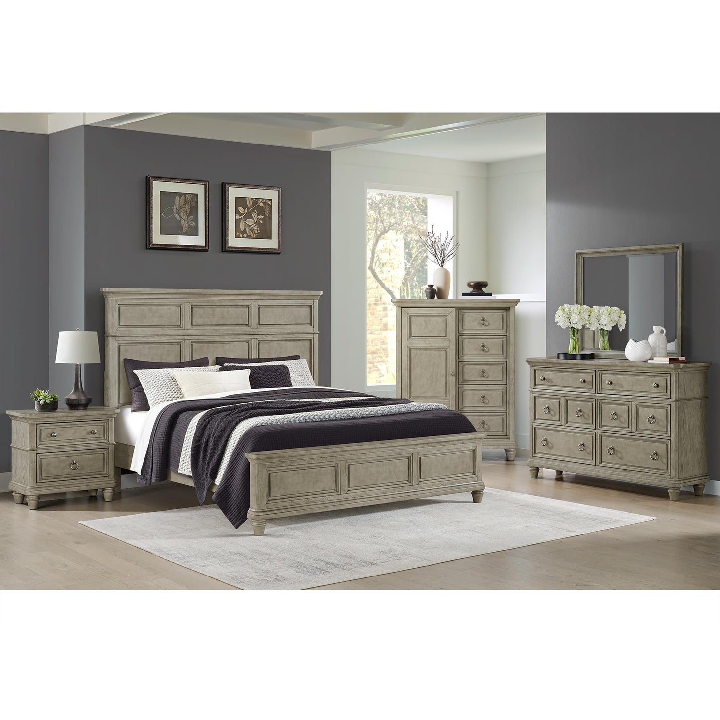  Elements International Whit-Ash B-11360-3-KB King Panel Bed IMAGE 4