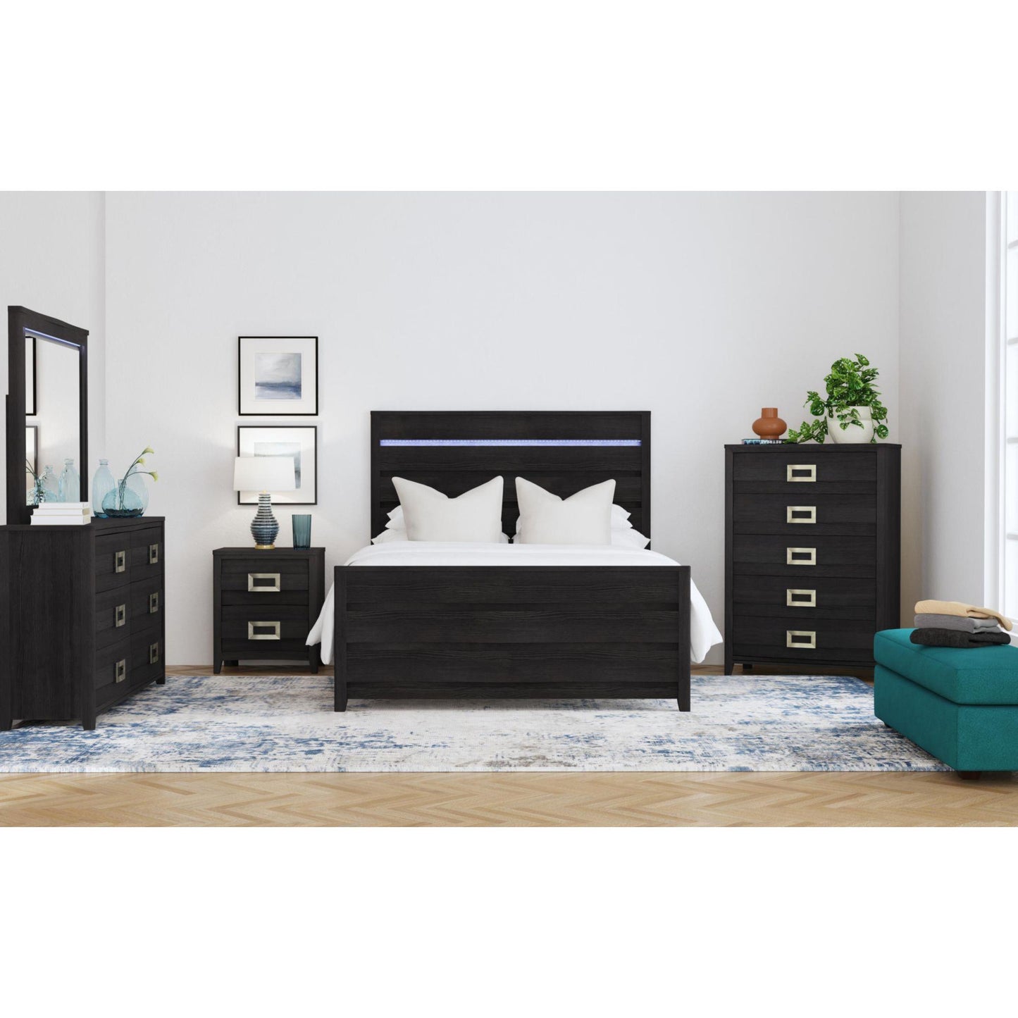  Elements International Tobias B-15990-8-QBL Queen Bed IMAGE 3
