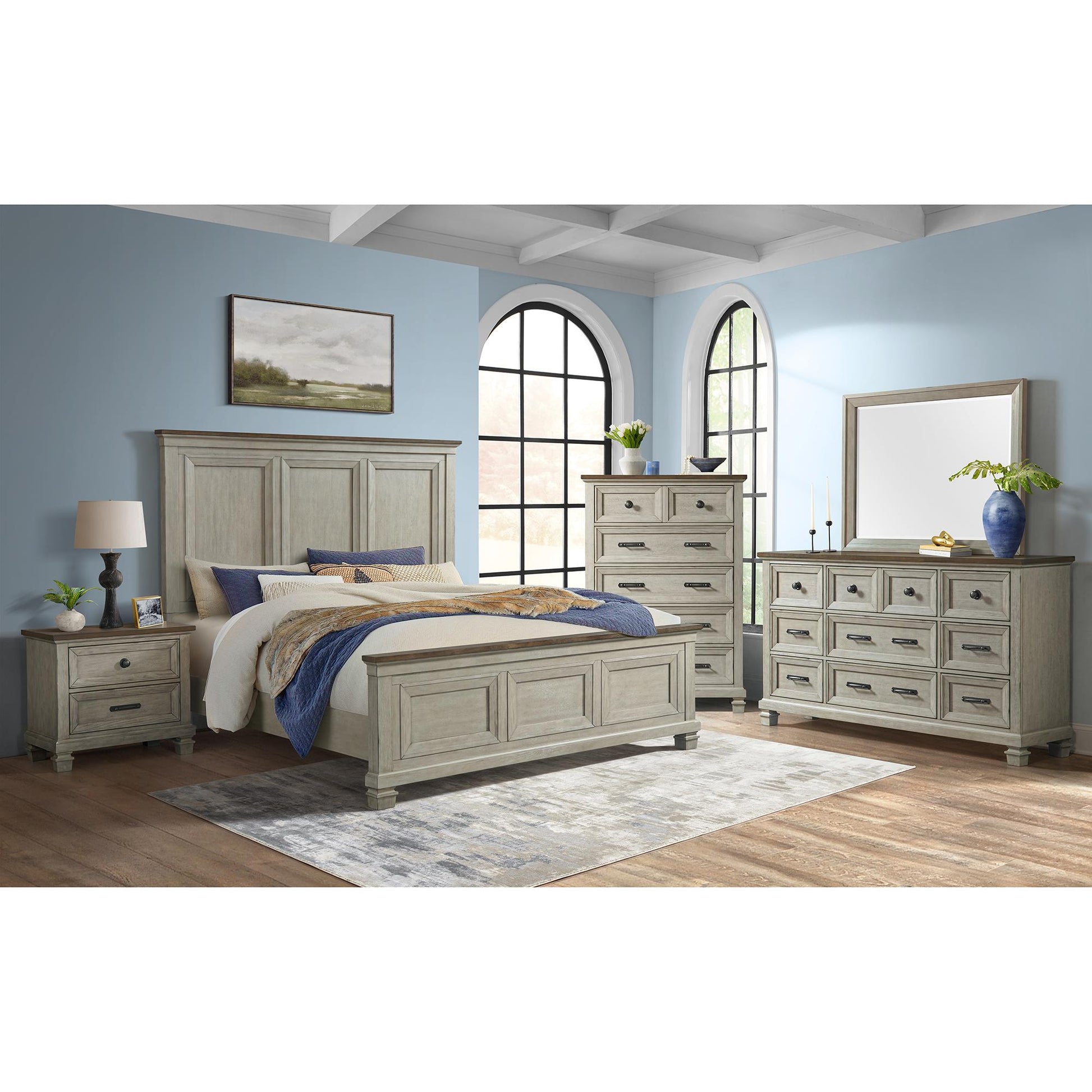  Elements International Farmington B-9890-7-QB Queen Panel Bed IMAGE 3