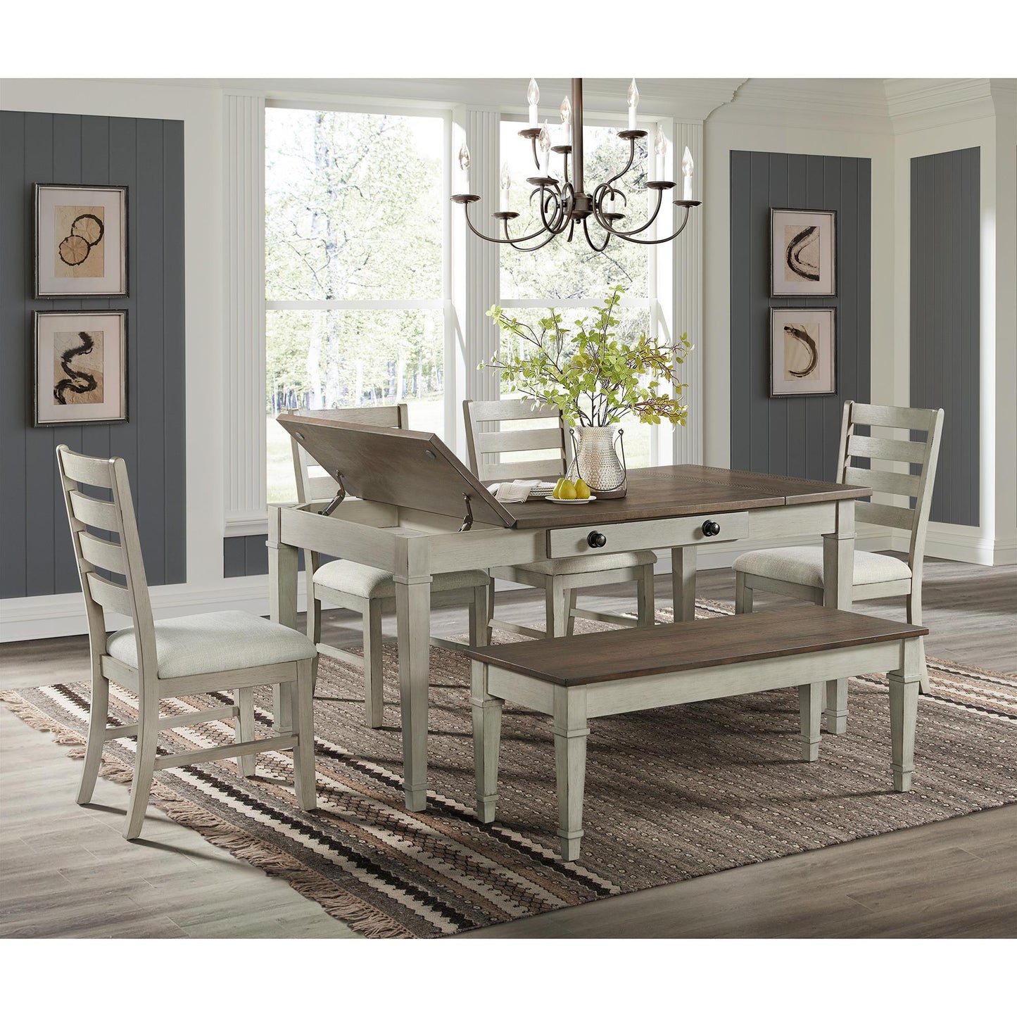 Elements International Farmington D-9890-7-DT Rectangular Dining Table IMAGE 7