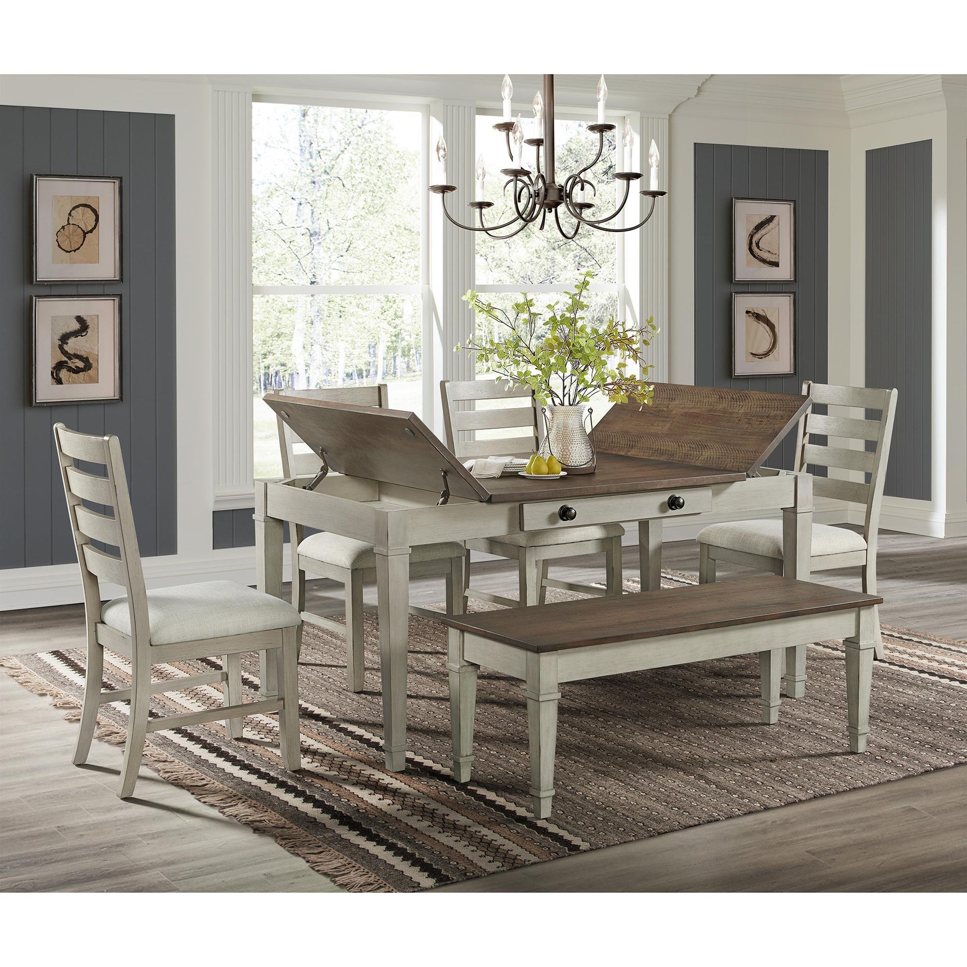  Elements International Farmington D-9890-7-DT Rectangular Dining Table IMAGE 9