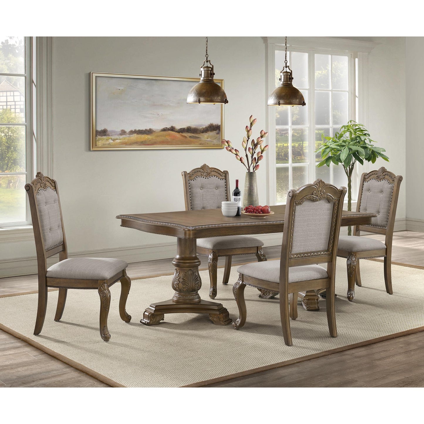  Elements International Madison Park D-10460-5-DT Rectangular Dining Table IMAGE 4