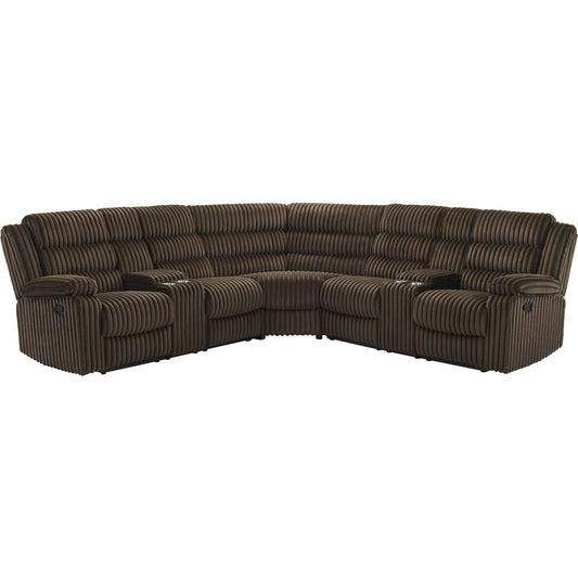 Coaster Furniture Atkinson 601510 Upholstered Reclining Sectional Sofa - Chocolate IMAGE 1