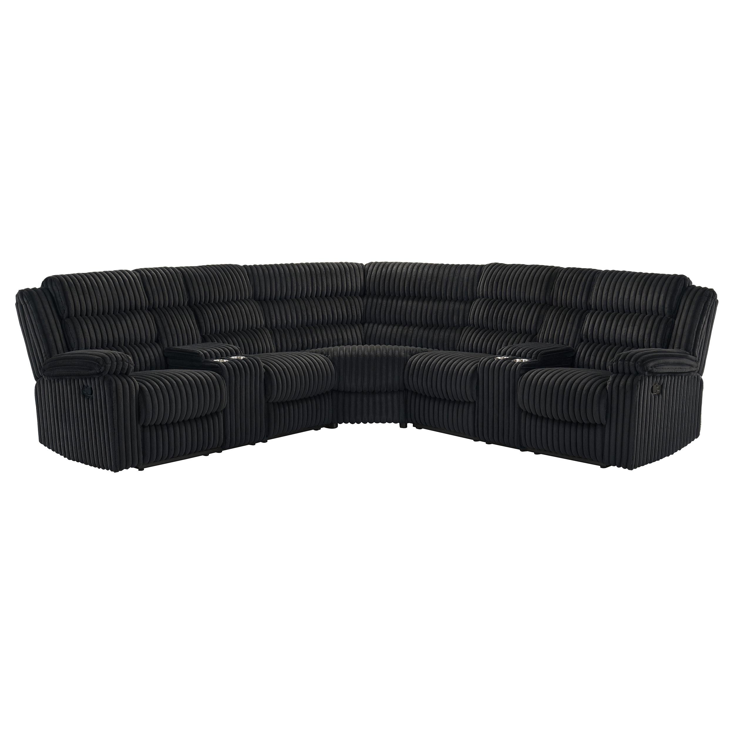  Coaster Furniture Atkinson 601520 Upholstered Reclining Sectional Sofa - Black IMAGE 1