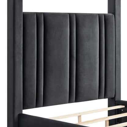  Crown Mark Jayla Queen Upholstered Canopy Bed 5117BK-Q-HBFB/5117BK-KQ-RAIL/5117BK-KQ-POST IMAGE 4