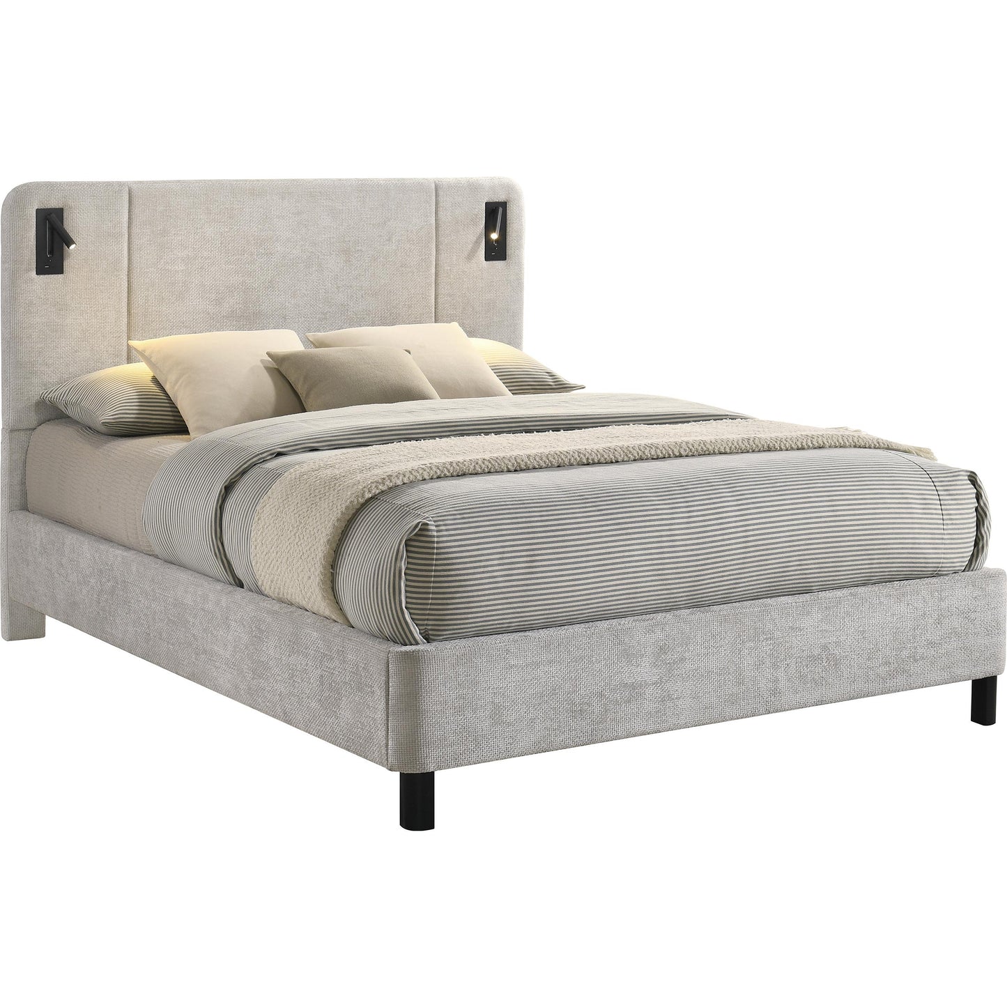  Crown Mark Freya Queen Upholstered Panel Bed 5272LG-Q-HBFB/5272LG-KQ-RAIL IMAGE 1