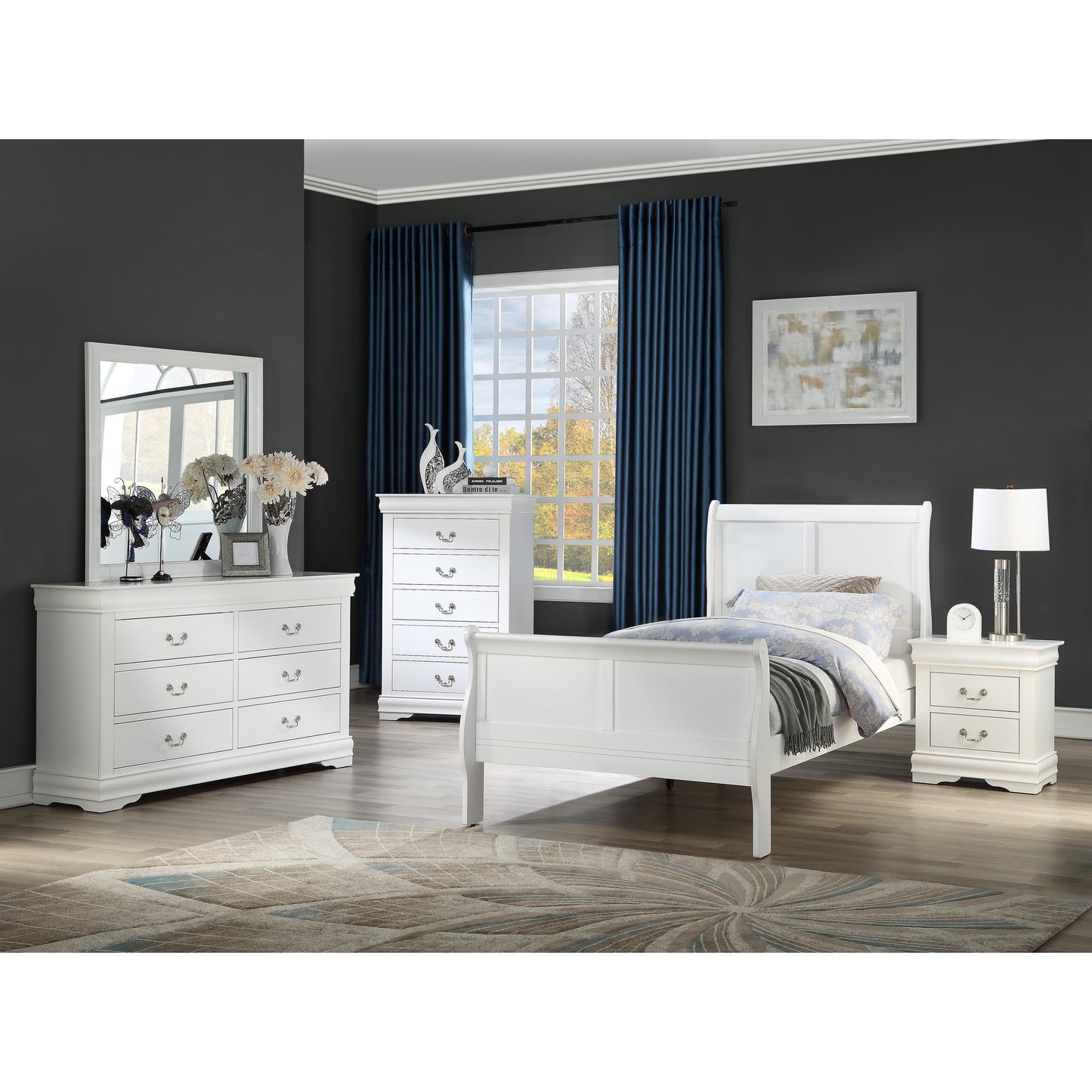  Crown Mark Louis Philipe Twin Panel Bed B3750-T-HBFB/B3750-T-RAIL IMAGE 2