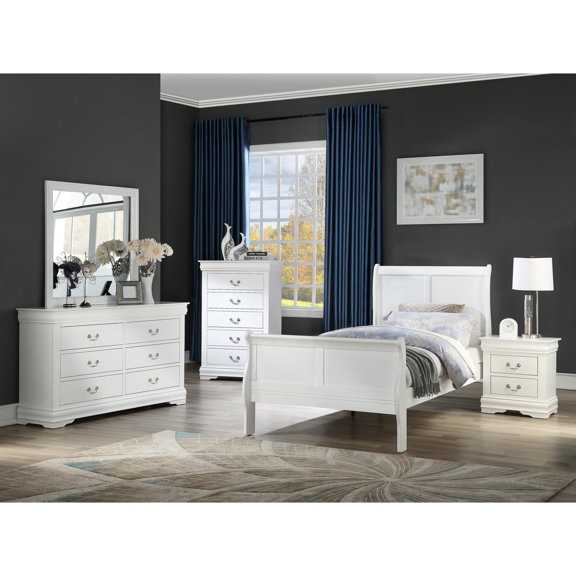  Crown Mark Louis Philipe Twin Panel Bed B3750-T-HBFB/B3750-T-RAIL IMAGE 2