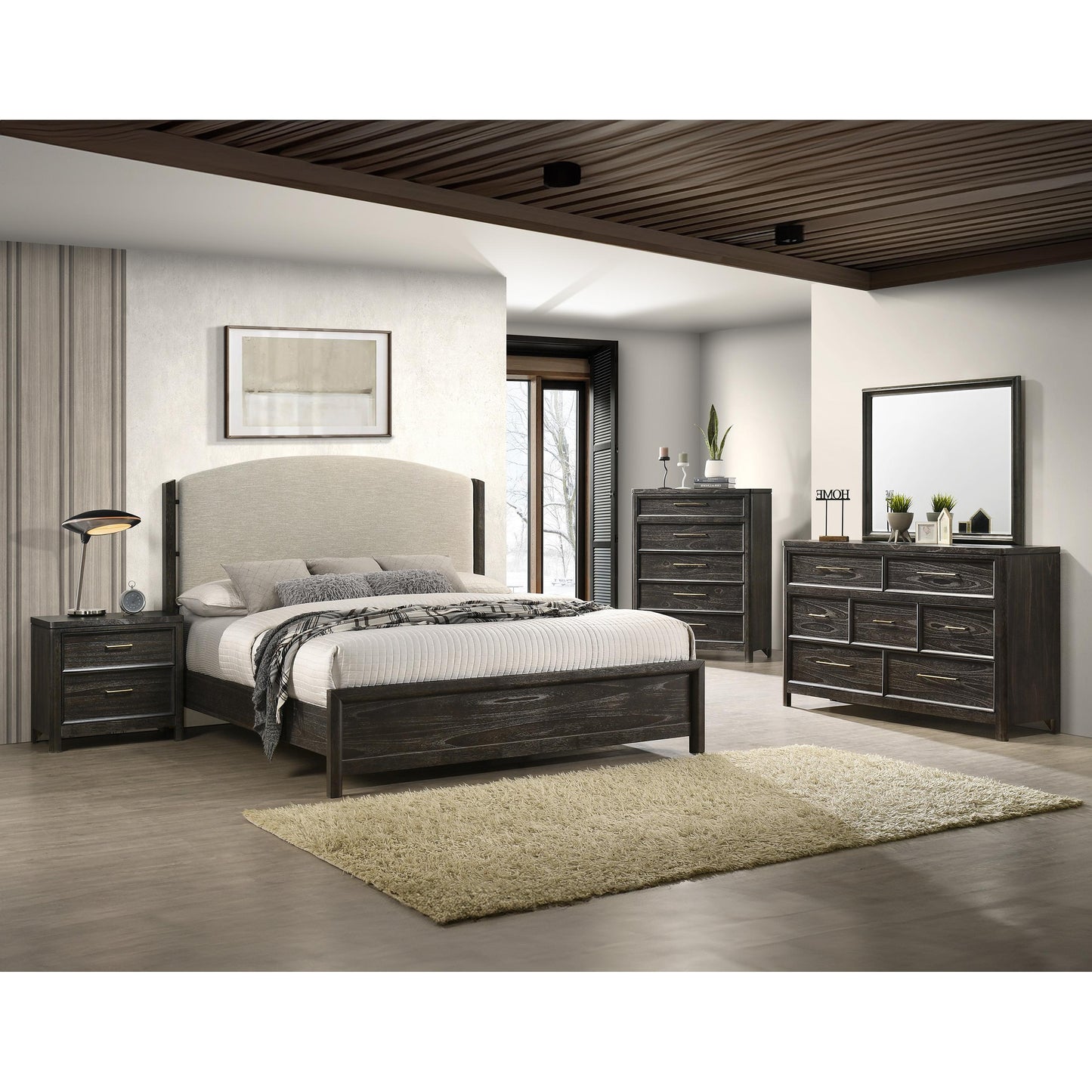  Crown Mark Ethel King Upholstered Panel Bed B6530-K-HB/B6530-K-FB/B6530-KQ-RAIL IMAGE 3