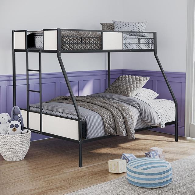  Furniture of America Molton FM-BK904BK-TF Twin/Full Metal Bunkbed IMAGE 1
