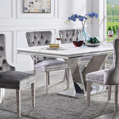  Furniture of America Valdevers CM3294T-7PC-AC261GY 7 Pc Dining Table Set IMAGE 4