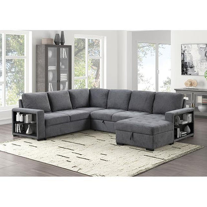  Furniture of America Stockwell FM6966DG-SECT Sleeper Sofa Sectional IMAGE 2