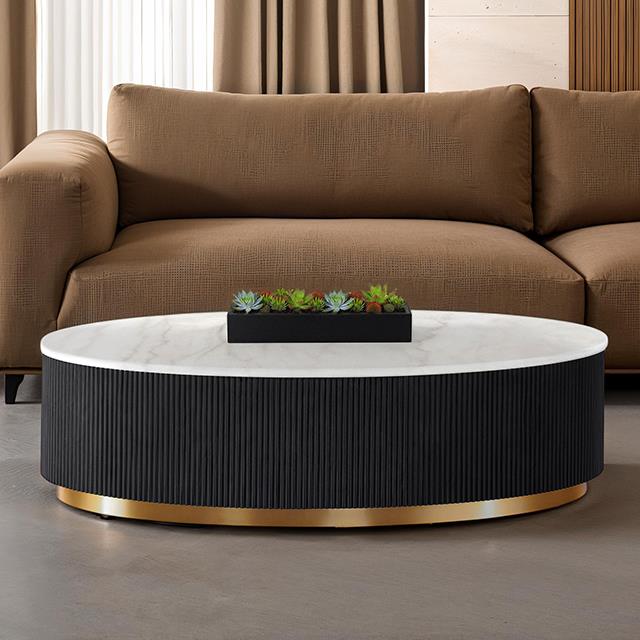  Furniture of America Virden FM47000BK-CO Oval Cocktail Table IMAGE 1