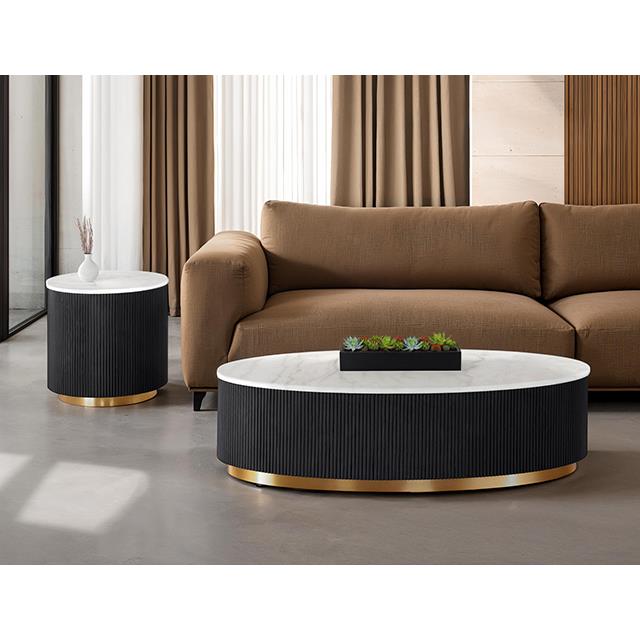  Furniture of America Virden FM47000BK-CO Oval Cocktail Table IMAGE 2