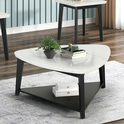  Furniture of America Thisted FM44002WH-CT Triangle Marble Coffee Table IMAGE 1